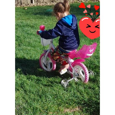 DINO BIKES Bicicleta roz cu inimioare 12''