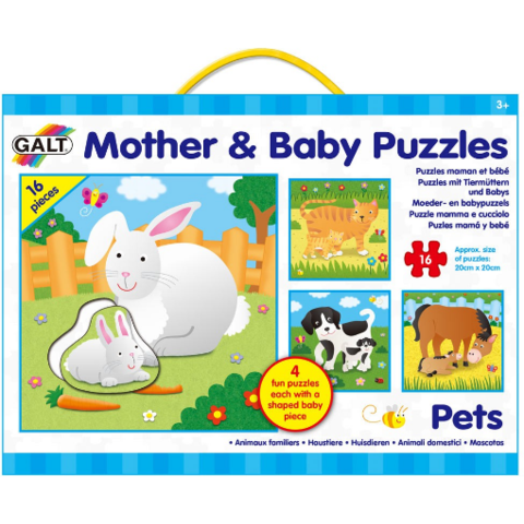 Galt Set 4 puzzle-uri Mama si puiul - Animale domestice
