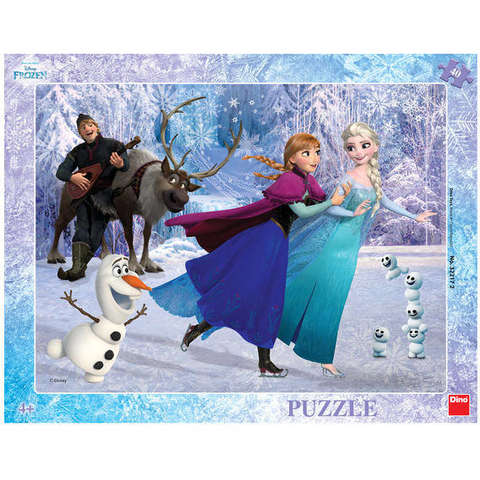 Dino Puzzle cu rama - Anna si Elsa la patinoar (40 piese)