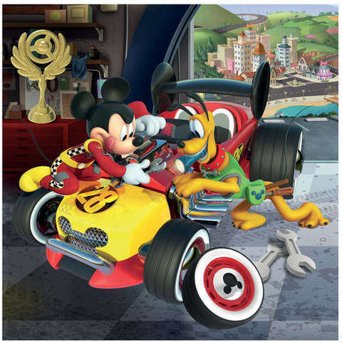 Dino Puzzle 3 in 1 - Cursa lui Mickey Mouse (3 x 55 piese)