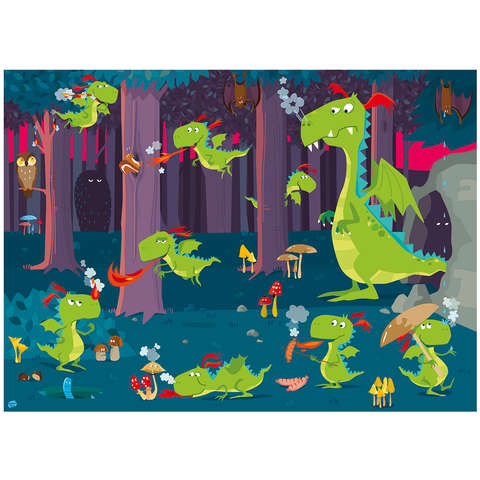 Sassi Puzzle (30 piese) cu carte - Dragoni in padure