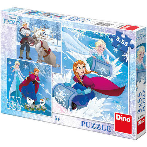 Dino Puzzle 3 in 1 - Frozen (3 x 55 piese)