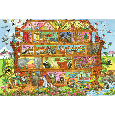 BIGJIGS Toys Puzzle din lemn - Arca lui Noe - 48 de piese