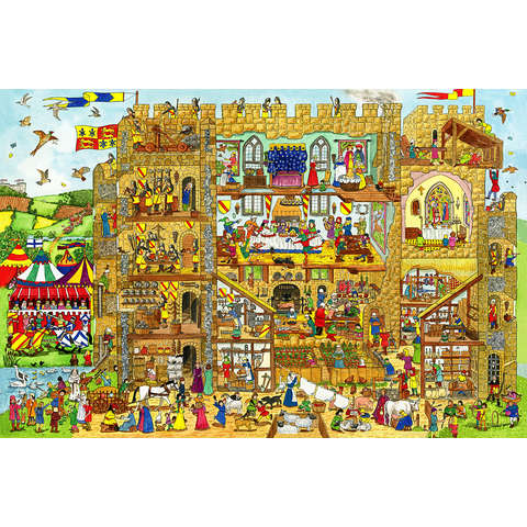 BIGJIGS Toys Puzzle din lemn - Castelul Medieval - 48 piese
