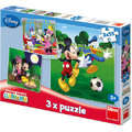 Dino Puzzle 3 in 1 - Clubul lui Mickey Mouse - Peripetii de vacanta (55 piese)