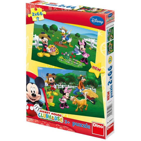 Dino Puzzle 2 in 1 - Clubul lui Mickey Mouse la ferma (66 piese)