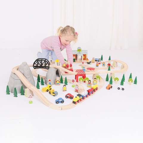 BIGJIGS Toys Circuit feroviar (112 piese)
