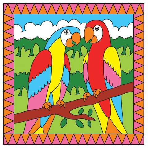 Galt Paintastics: Set tablouri si pensule Parrots and Tropical Fish