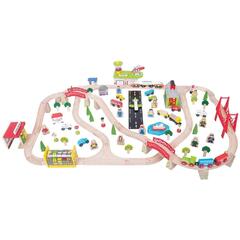 BIGJIGS Toys Circuit auto si  feroviar  (125 piese)
