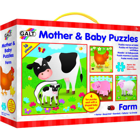 Galt Set 4 puzzle-uri Mama si puiul-Ferma
