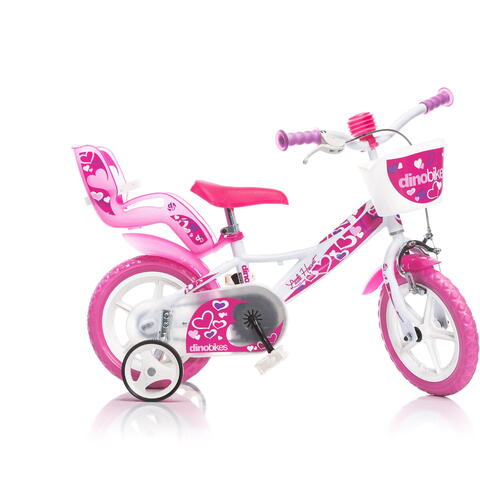 DINO BIKES Bicicleta roz cu inimioare 12''