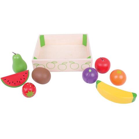 BIGJIGS Toys Cutiuta cu fructe din lemn