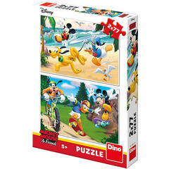 Dino Puzzle 2 in 1 - Mickey campionul (2 x 77 piese)