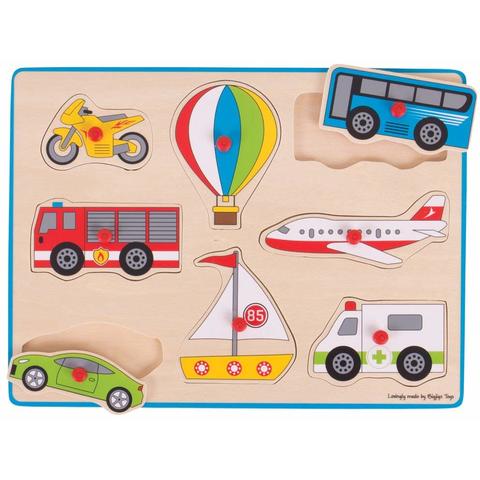 BIGJIGS Toys Puzzle din lemn incastru - Vehicule