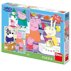 Dino Puzzle 3 in 1 Purcelusa Peppa - Dupa-amiaza fericita (3 x 55 piese)