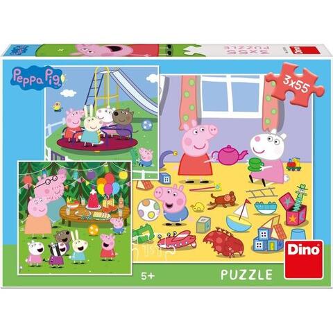 Dino Puzzle 3 in 1 - Purcelusa Peppa in vacanta (3 x 55 piese)