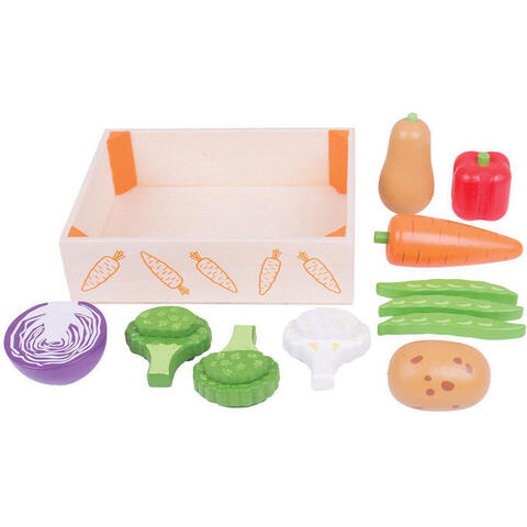 BIGJIGS Toys Cutiuta cu legume din lemn - RESIGILAT