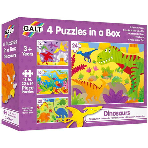 Galt Set 4 puzzle-uri Dinozauri (12, 16, 20, 24 piese) - RESIGILAT