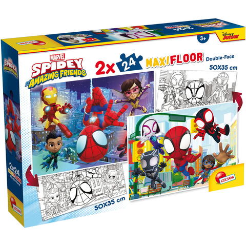 LISCIANI Puzzle de colorat maxi - Paienjenelul Marvel si prietenii lui uimitori (2 x 24 de piese)
