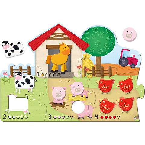 Galt Puzzle - Numaram animalele de la ferma ( 6 piese)