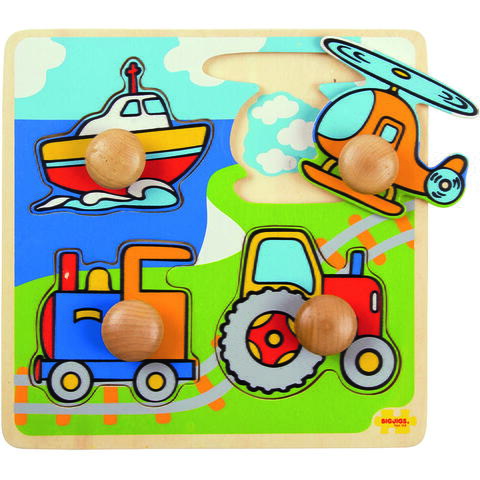 BIGJIGS Toys Primul meu puzzle - 4 mijloace de transport - RESIGILAT