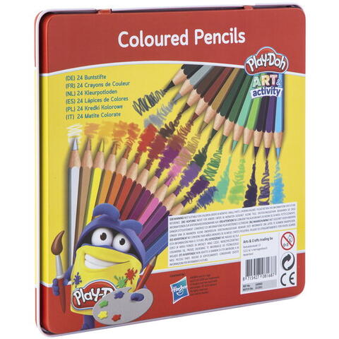 Play-Doh Set 24 creioane colorate in cutie metalica