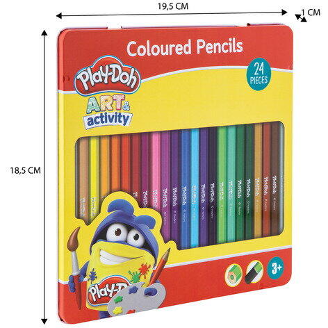 Play-Doh Set 24 creioane colorate in cutie metalica