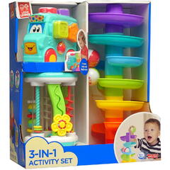 Little Learner Set 3 in 1 - Autobuz cu sortator, cilindru & turnulet cu bile