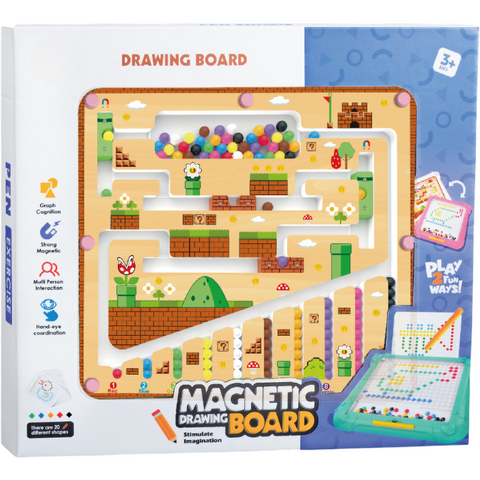 Bufnitel Magnetic Tablita de desen 2 in 1 cu magneti - Labirint colorat