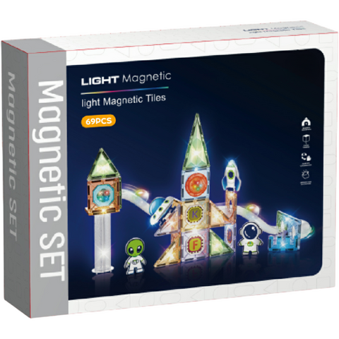 Bufnitel Labirint magnetic Diamond cu lumini - In spatiu 69 piese (7.5 cm)