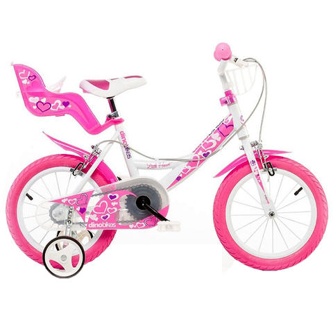 DINO BIKES Bicicleta roz cu inimioare 14"