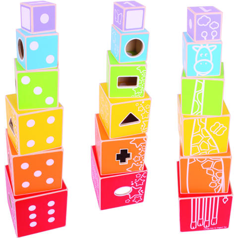 BIGJIGS Toys Cuburi colorate pastel