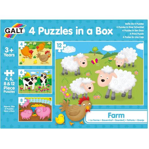 Galt Set 4 puzzle-uri Animale de la ferma (4, 6, 8, 12 piese)