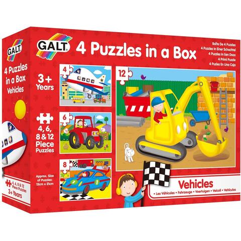 Galt Set 4 puzzle-uri Vehicule (4, 6, 8, 12 piese)