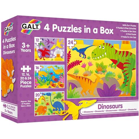Galt Set 4 puzzle-uri Dinozauri (12, 16, 20, 24 piese)
