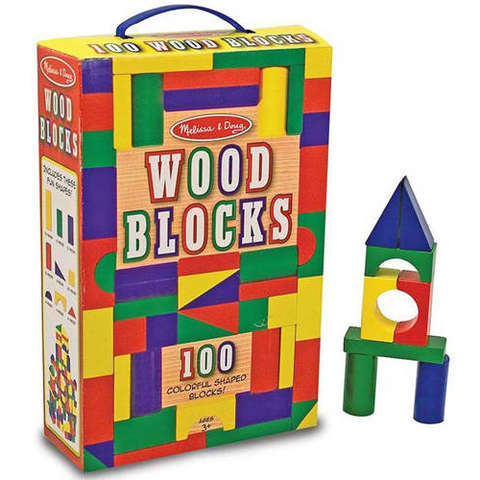 Melissa&Doug Set 100 cuburi colorate din lemn